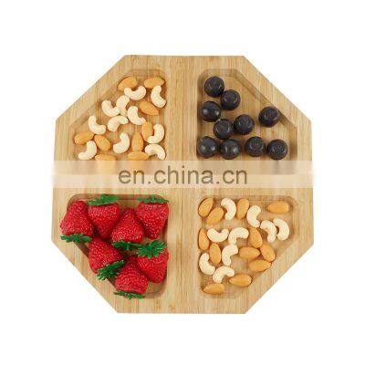 Bamboo Detachable Fruit Food Storage Tray Bamboo Wood Nuts Pistachio Snack Bowl Tray Server Double Dish Tray