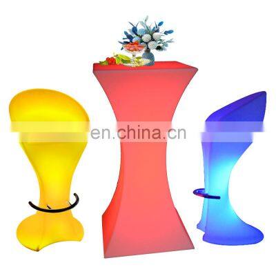 illuminated event led light bar stool furniture high cocktail table Night club plastic led coffee bar table with ice bucket