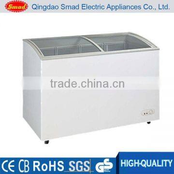 268L supermarket chest freezer with double sliding curved glass doors