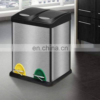 Factory Garbage And Indoor Kitchen Recycling 2 Compartments Two Recycle Bins