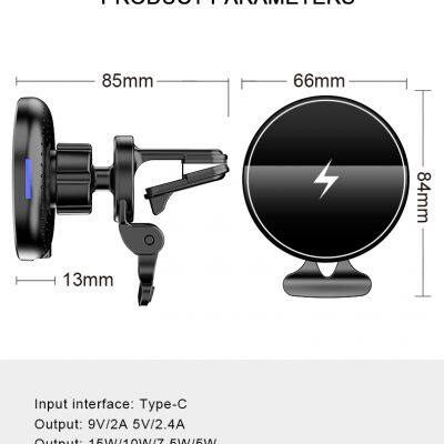 Magnetic Car Wireless Charger Mount for Iphone 12 Qi Wireless Car Charger 15W Fast Charging Phone Car Holder Wireless Charger photo-5