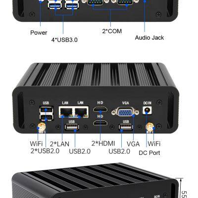 Cheapest Industrial PC Intel I5-7200U 16+256GB Wifi IP51 Industrial Fanless Mini PC with DC RJ45 LAN HDM-I VGA RS232 RS485 Port