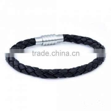 Black Leather Bracelet ,Wholesale Mens Jewelry Black Leather Bracelet