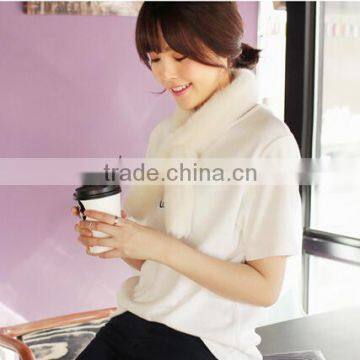 New Winter Fashion Lady Plain Plush Faux Rabbit Fur Scarf photo-2