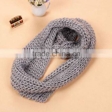 Wholesale Fashion Plain Solid Color Wool Circle Loop Infinity Women Knitted Scarf photo-6