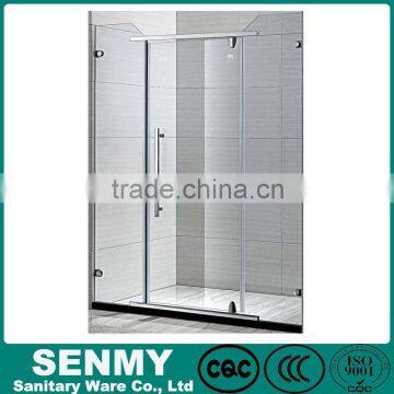 foshan Manufacture cheap luxury 3 sides glass frameless double pivot shower door