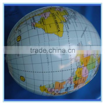 Inflatable world map beach ball, pvc inflatable world map ball with hook