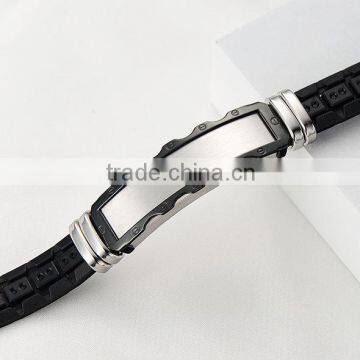 Black Color Custom Shape Silicone Bracelets for Men photo-3