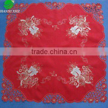 100% polyester embroidery christmas table cloth with cutwork houseware household textile