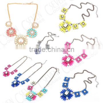 FASHION CRYSTAL FLOWER PENDANT CHOKER BIB STATEMENT NECKLACE COLLAR CHAIN necklace NK030