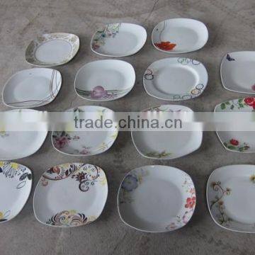 10.5" square plates stocklot with various design, 10.5" square plates stock, square dishes stock