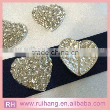 luxury sliver Heart clear crystal rhinestone bouquet brooch buckle for wedding invitation card with pin