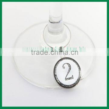 Glitter Round Charm With Screen Printed Metal Wine Charm Set photo-3
