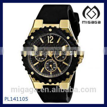 Women's Carbon-Fiber Inspired Black & Gold-Tone Sport Watch