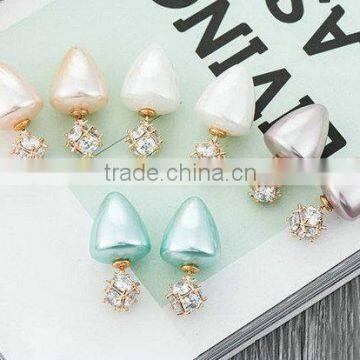 Unique bullet gold with crystal studs colorful earrings