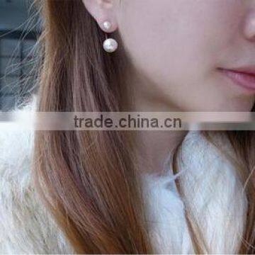 BEST SELLING Ladies Pearl Stud Earrings 1x2" Double Pearl Earrings/