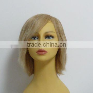 alibaba express china mixing blonde color short hair wig brazilian human hair wig half hand tied PU welded for european women