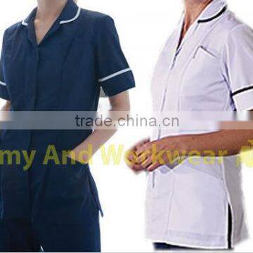 OEM Ladies Plain Healthcare Nurses Beautician Tunics Uniform Vet Housekeeper Womens