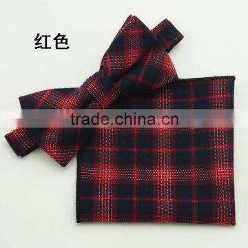 Fashion Scotland Plaids Bow Ties For Bridegroom,BowTies Pocket Together Set For Men