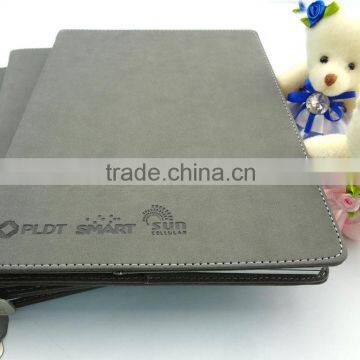 high quality grey thermo pu leather diary customized