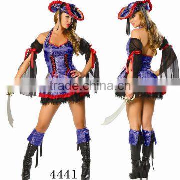 purple Pirate costume For sexy Ladies women party adult cosplay accessories skeleton purple fancy dress