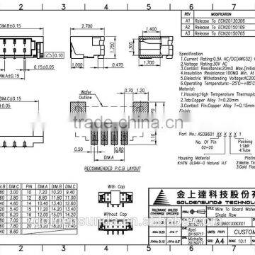 Taiwan 0.8mm Pitch SMT Electronic Wire to Board IDC Connector