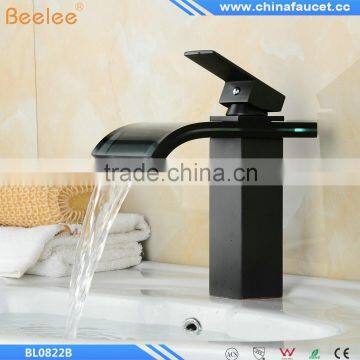 Oil Rubbed Bronze Short Brass Waterfall Basin Sink Faucet Single Handle Vanity Sink Washbasin Mixer Taps photo-2