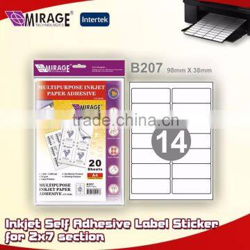 Factory Price Inkjet Self Adhesive Label Sticker for 2x7 section