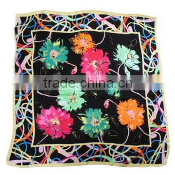 Fashion Printed Silk Square Foulard or Silk Foulard or Silk Scarf