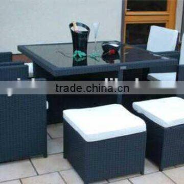 rattan patio set with 1 table four chairs and 4 stools