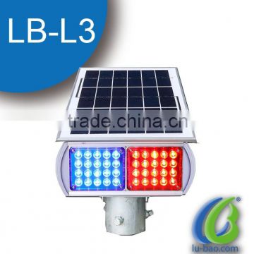 LB-L3 LED Solar powered red and blue LED traffic highway road warning light