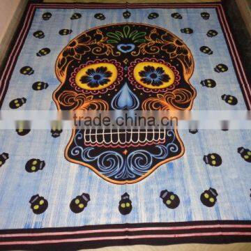 hand painted skull printed tapestry