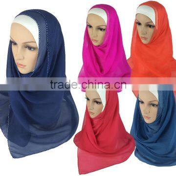 100% Silk beading hot arab hijab muslim scarf