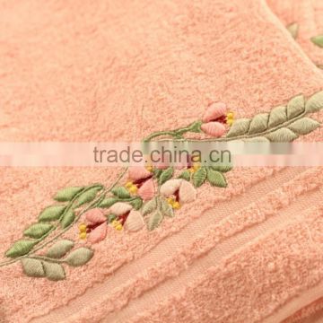 Embroidered terry towel-Pink