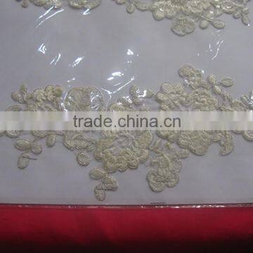 2015 Wholesale Embroidery Lace flower/2015 100% polyester fine lace embroidery patch embroidery lace applique with pearl