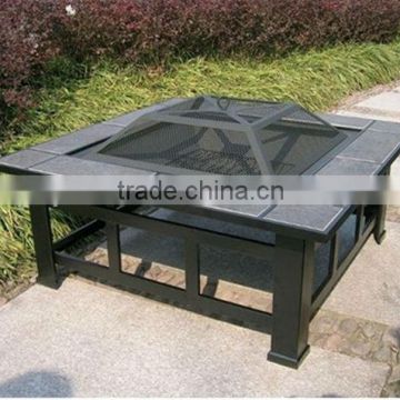 outdoor fire pit table with ceramic tiles