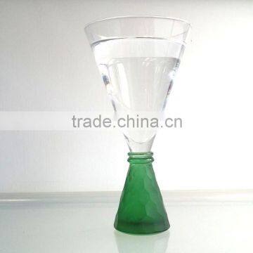 300ml handmade green color stem glass wine glass