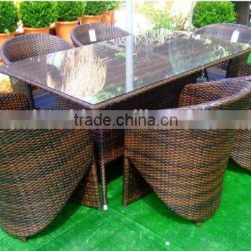 outdoor furniture for dining set includes six chairs and dining table with 5mm clean glass table top for garden