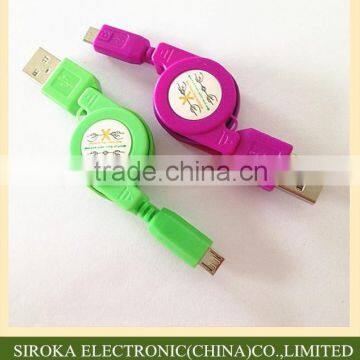 Factory wholesale retractable micro usb 2.0 data cable sync charging cable for Blackberry LG