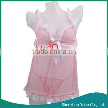 Young Girl Sexy Sleeping Dress with T-Back Pink