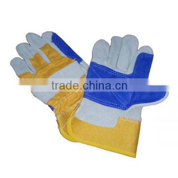 Durable Cow split leather Double palm gloves with CE certification