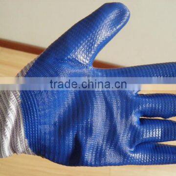 13gauge white yarn blue nitrile coated gloves