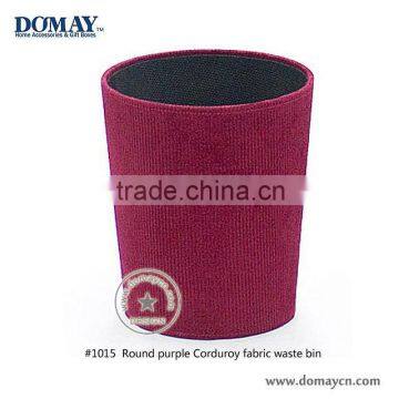 hotel room paper bin, round purple corduroy fabric waste bin, home carbage bin, office dustbin