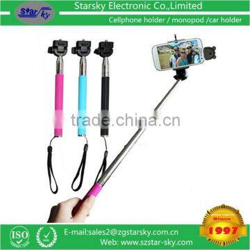 2015 Hot sale selfie stick with bluetooth shutter button selfie stick monopod