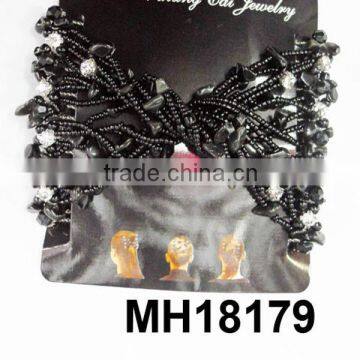 Magic Stretchy Easy Double Black Bead and Diamante Hair Comb