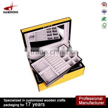 fashion jewelry display case led lights mirrored jewelry box with key lock