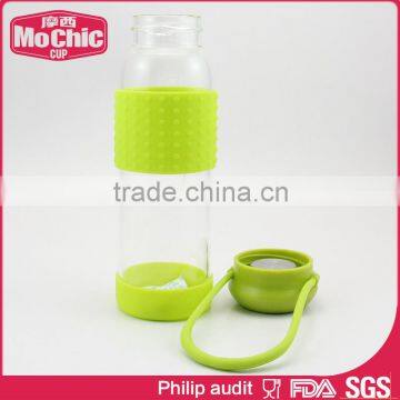 360ML/500ML Mochic Outdoor Portable Stylish & Smart Clear Glass Water Bottle With Silicone Sleeve photo-3