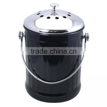 1.0 Gallon Colorful Painting Kitchen Metal Garbage Waste Bin With Stainless Steel Lid photo-2