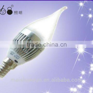 silvery 3W aluminum sharp steep with long tail LED bulb lights