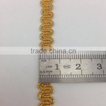 factory direct sale wenzhou kaiyuan manufacturer yellow gold lace embellishment metallic scroll gimp braid trim